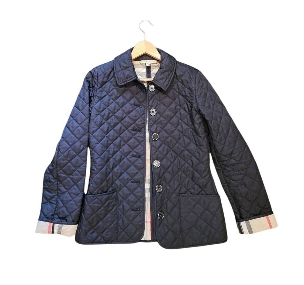 Burberry Brit Copford Jacket Women's XS Black Diamond Quilted Nova Check Lined